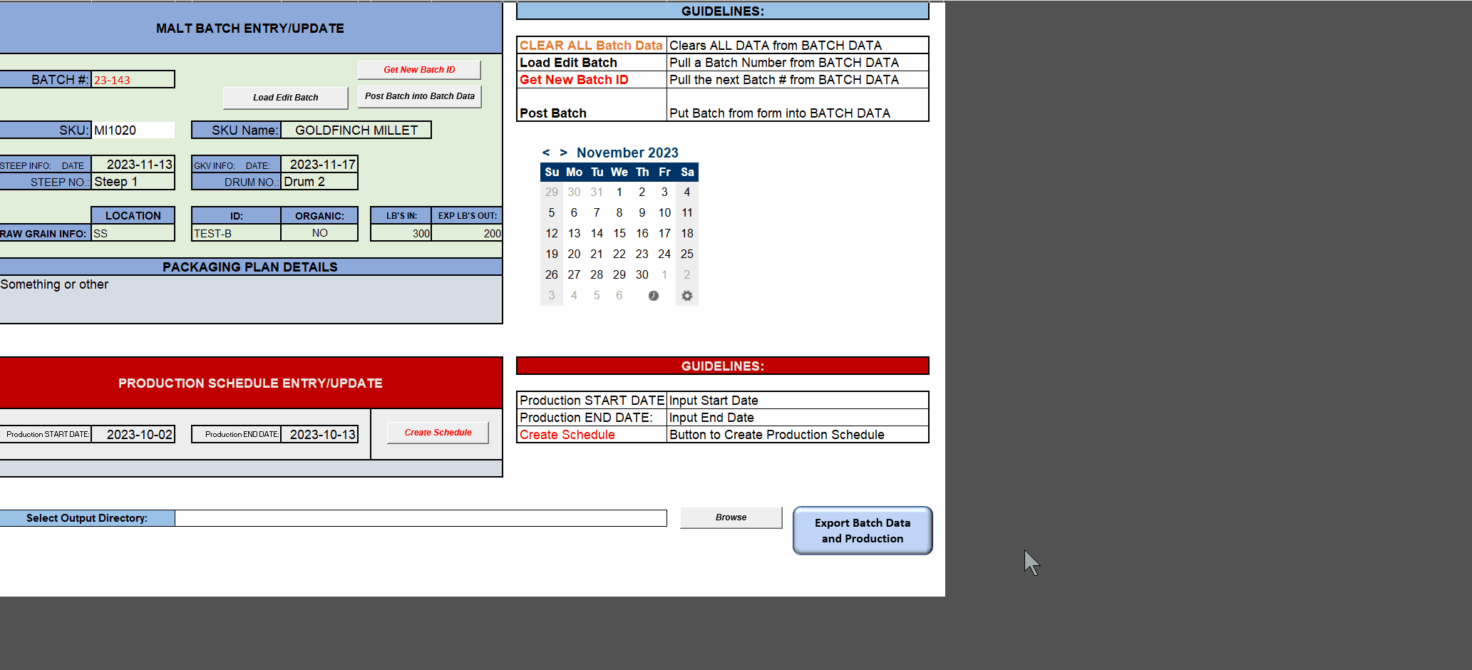 Production Scheduling Tool