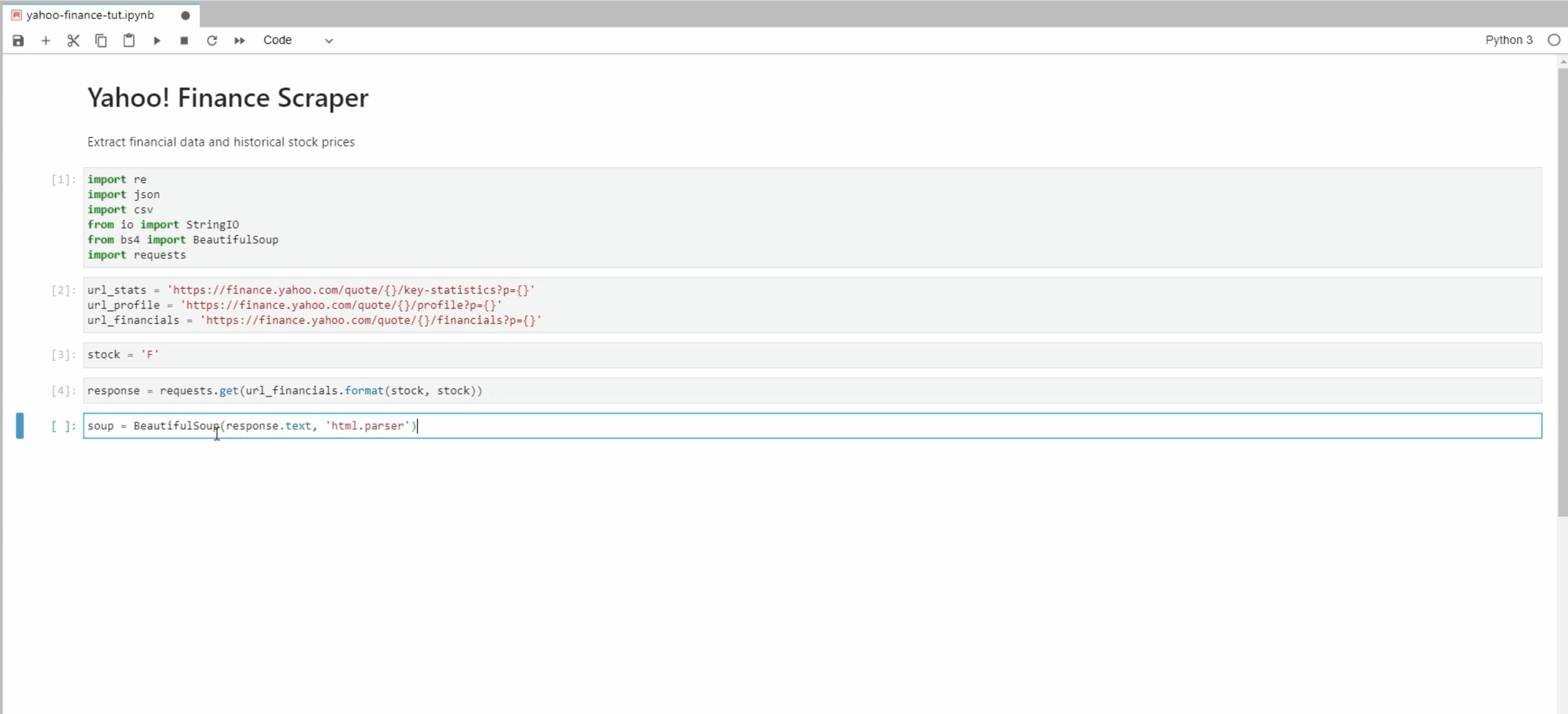 6. Stock Market Data Scraper